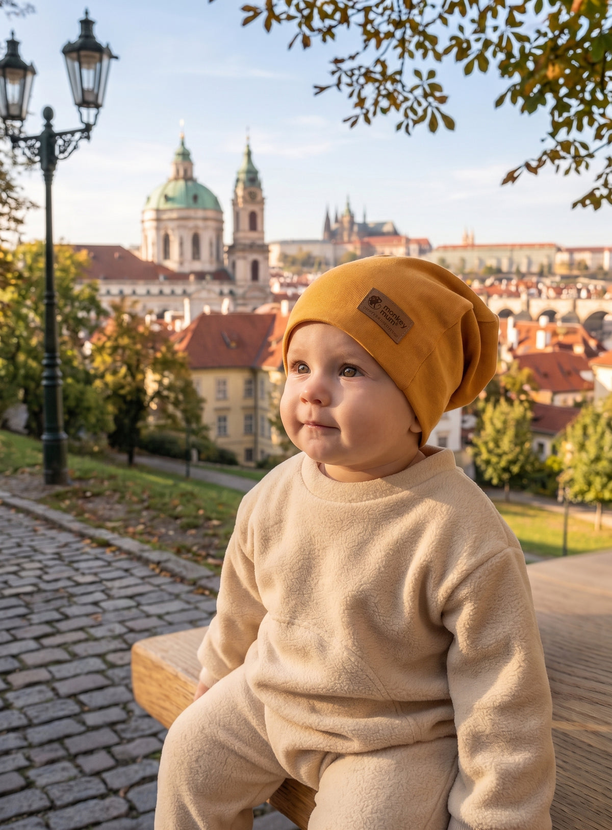 Kapa Monkey Mum® - Gorušičasta