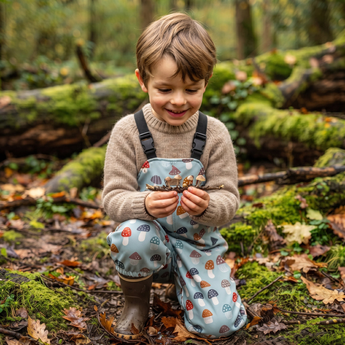 Monkey Mum® Softshell hlače na tregere s membranom - Šarene mušnice