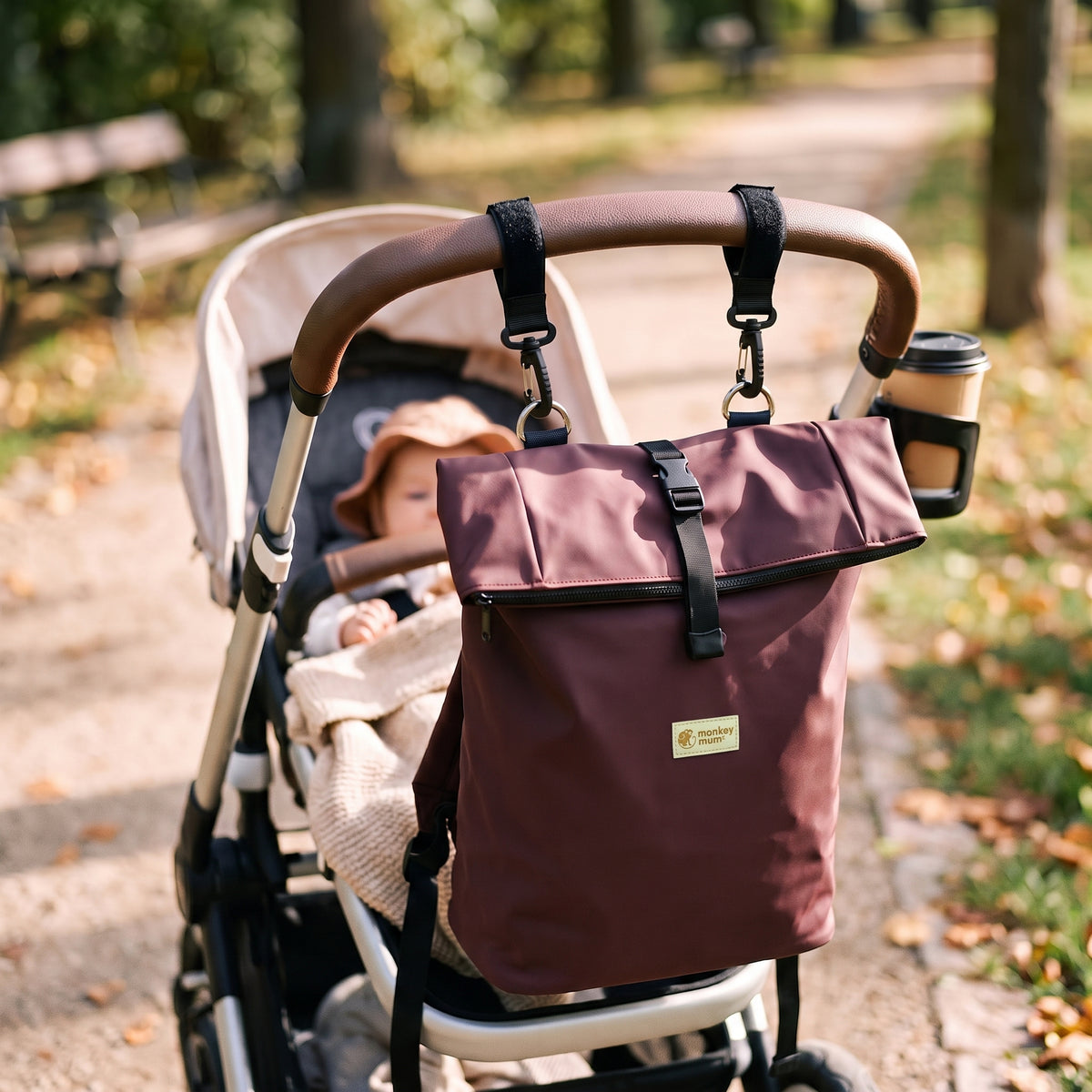 Monkey Mum® Softshell Stroller Backpack – Bear Pawprint