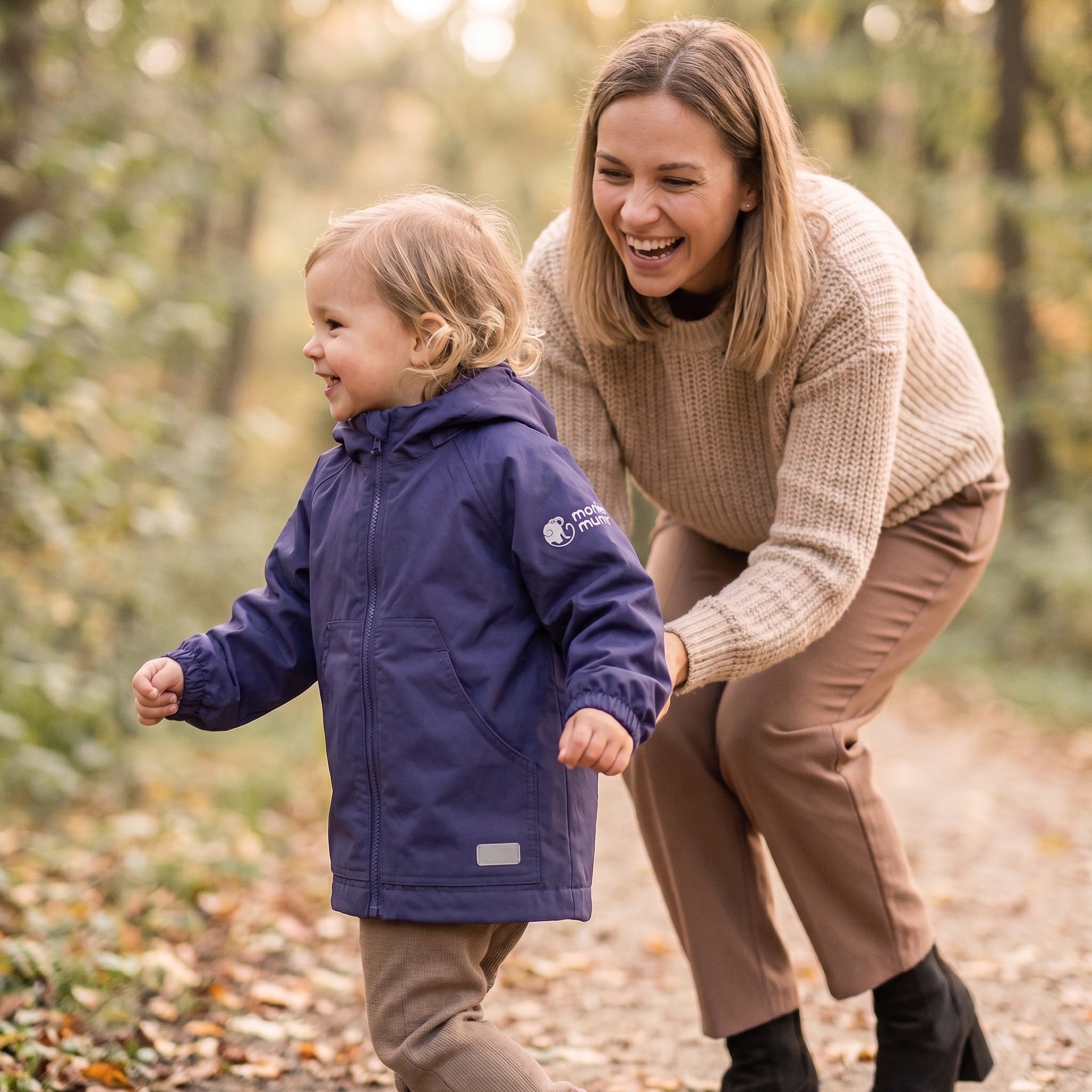 Monkey Mum® Šuškava jakna s raglan rukavima - Tamnoljubičasta