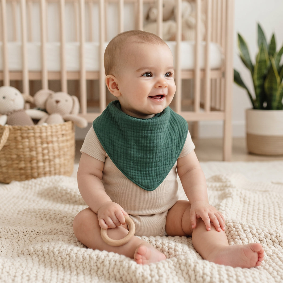 Muslinasta slinčica Monkey Mum® - Tamnozelena