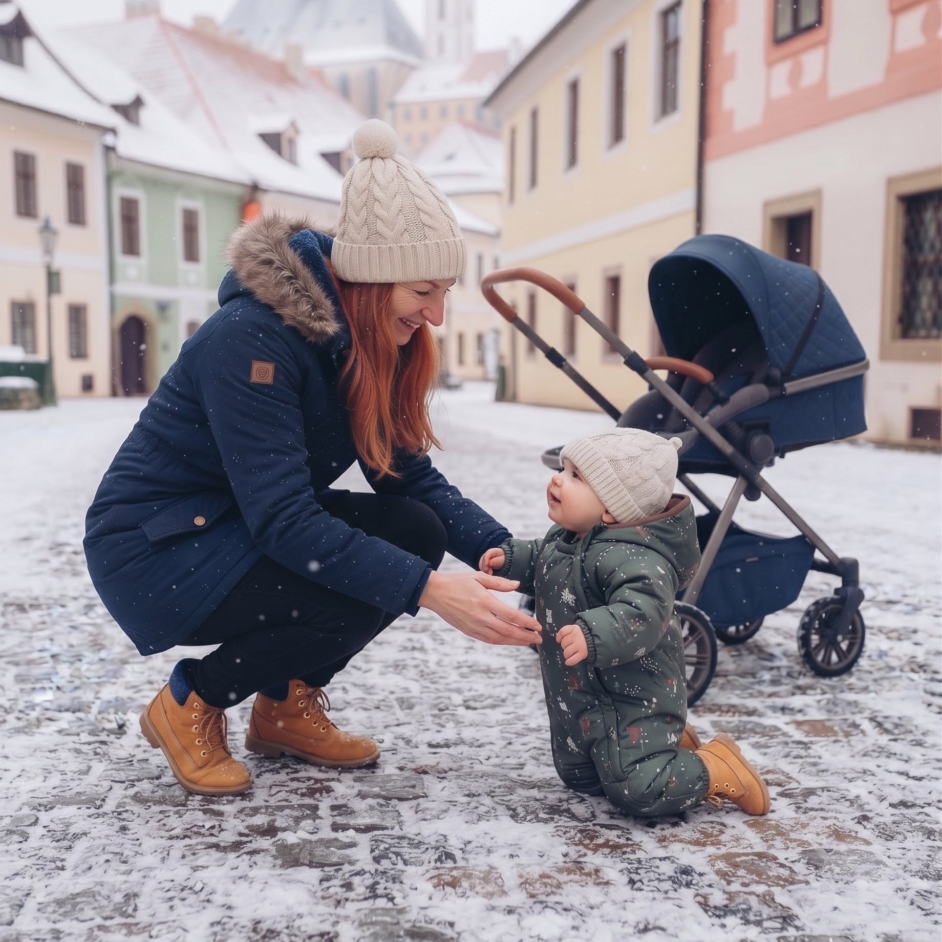 Monkey Mum® Barns vinter-softshelloverall med teddyfoder - Khakifärgad lilla jägaren med björn - stl.62/68, 74/80