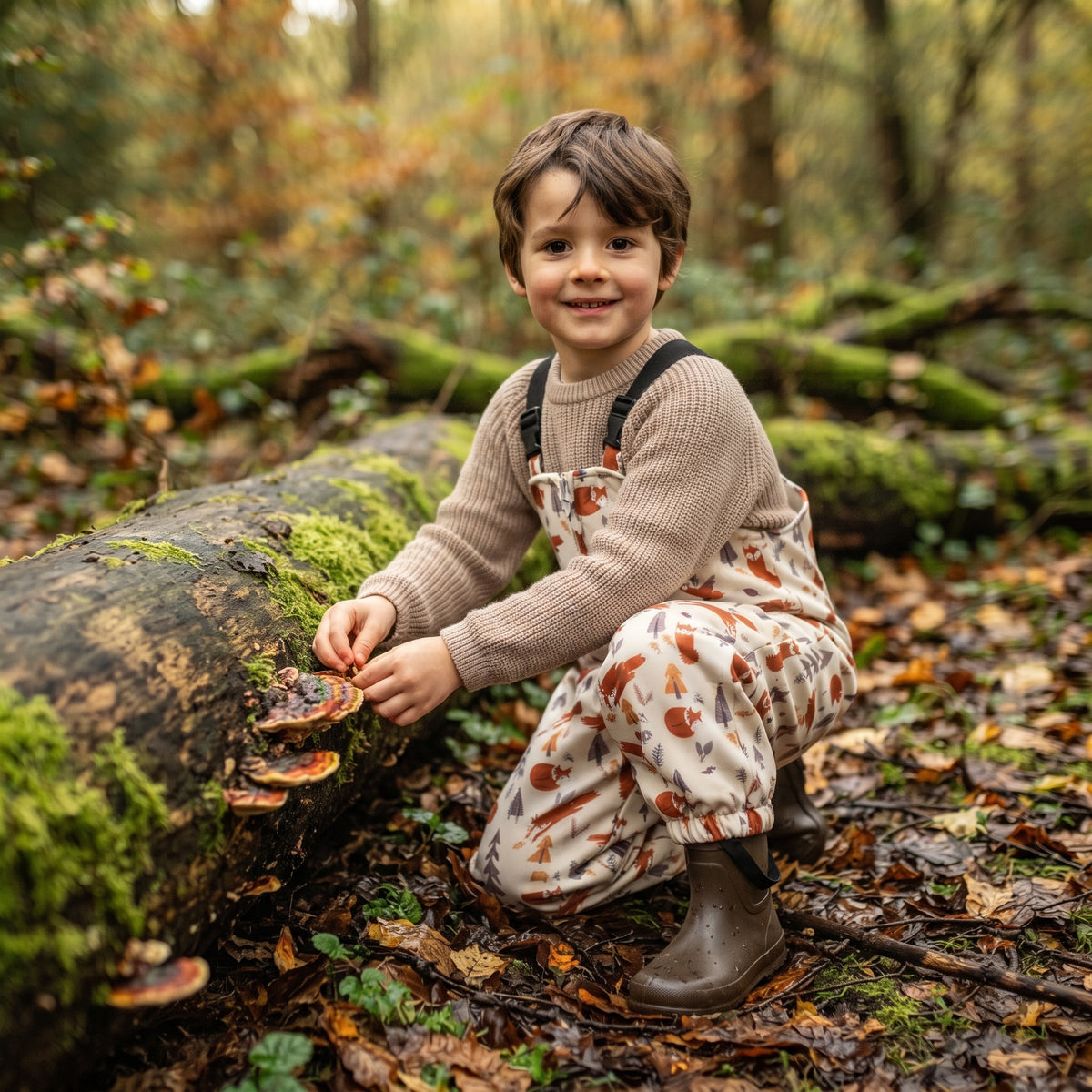 Monkey Mum® Softshell hlače na tregere s membranom - Lisičje igre