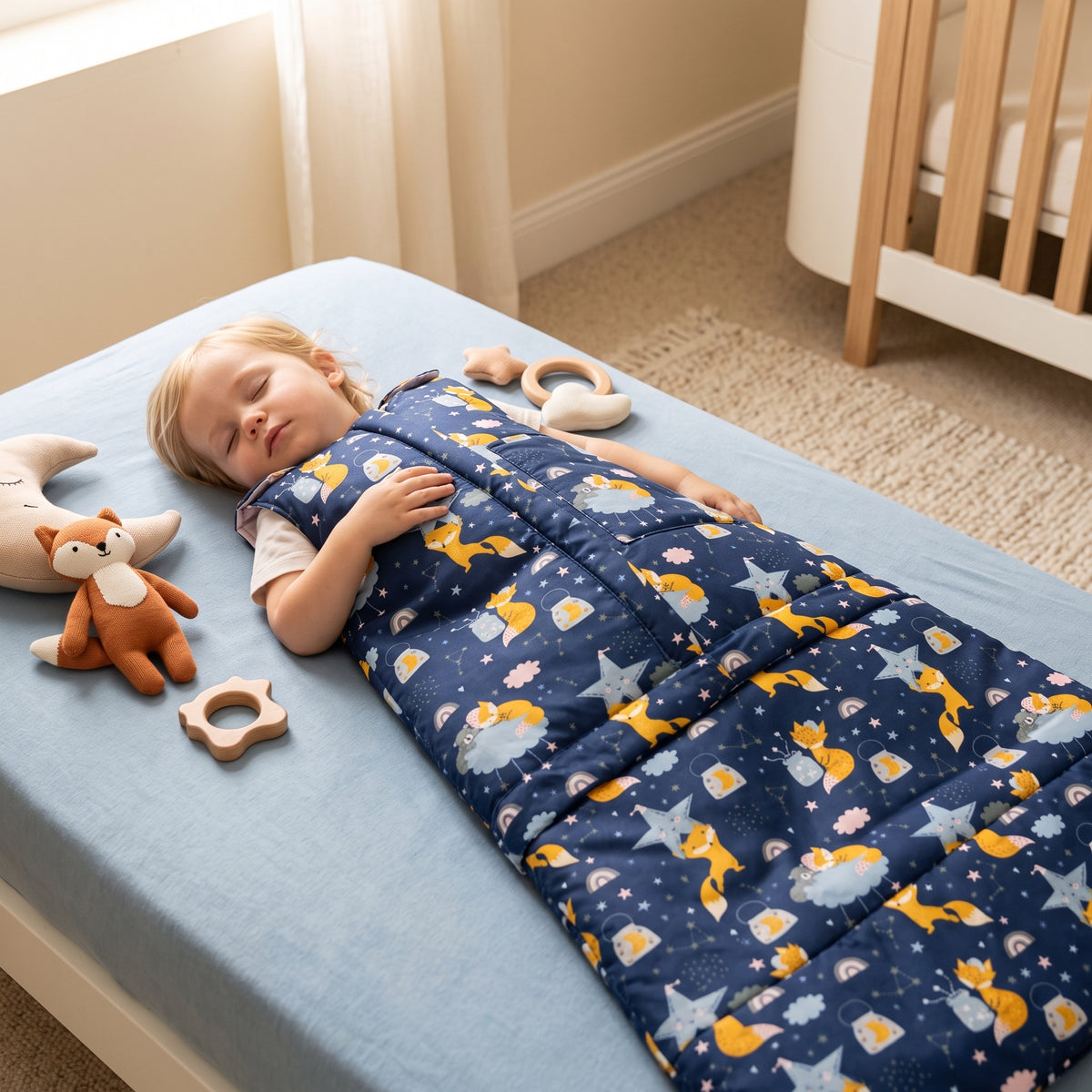 Zimska rastuća vreća za spavanje Monkey Mum® 0 - 4 godine - set - Sanjarenje s lisicom