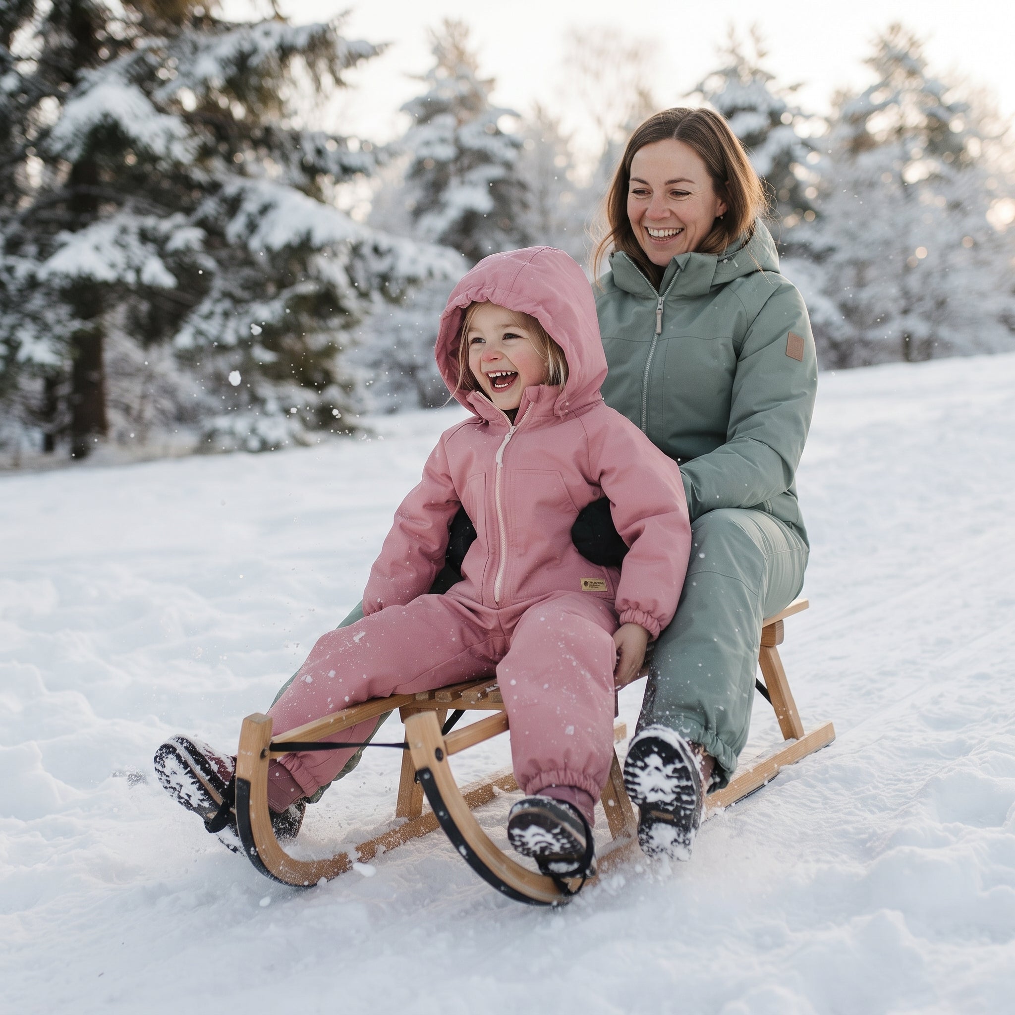 Monkey Mum® Barns vinter-softshelloverall med teddyfoder - Rosa får - stl. 98/104, 110/116