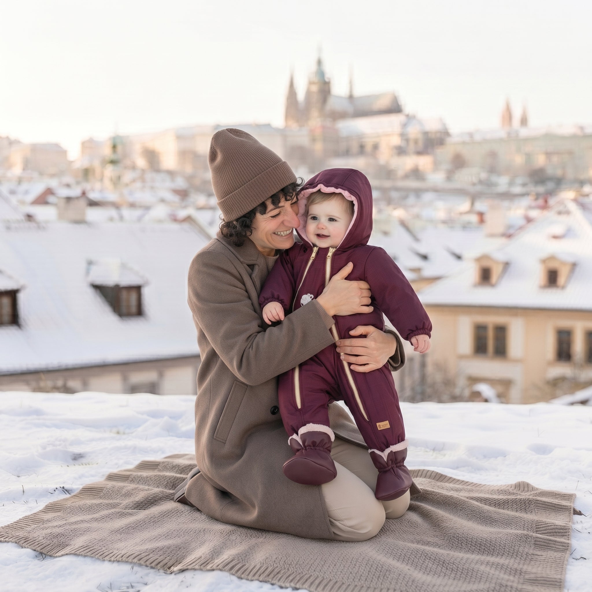 Monkey Mum® Dječji zimski softshell kombinezon s teddy podstavom - Bordo Crvenkapica - vel. 62/68, 74/80