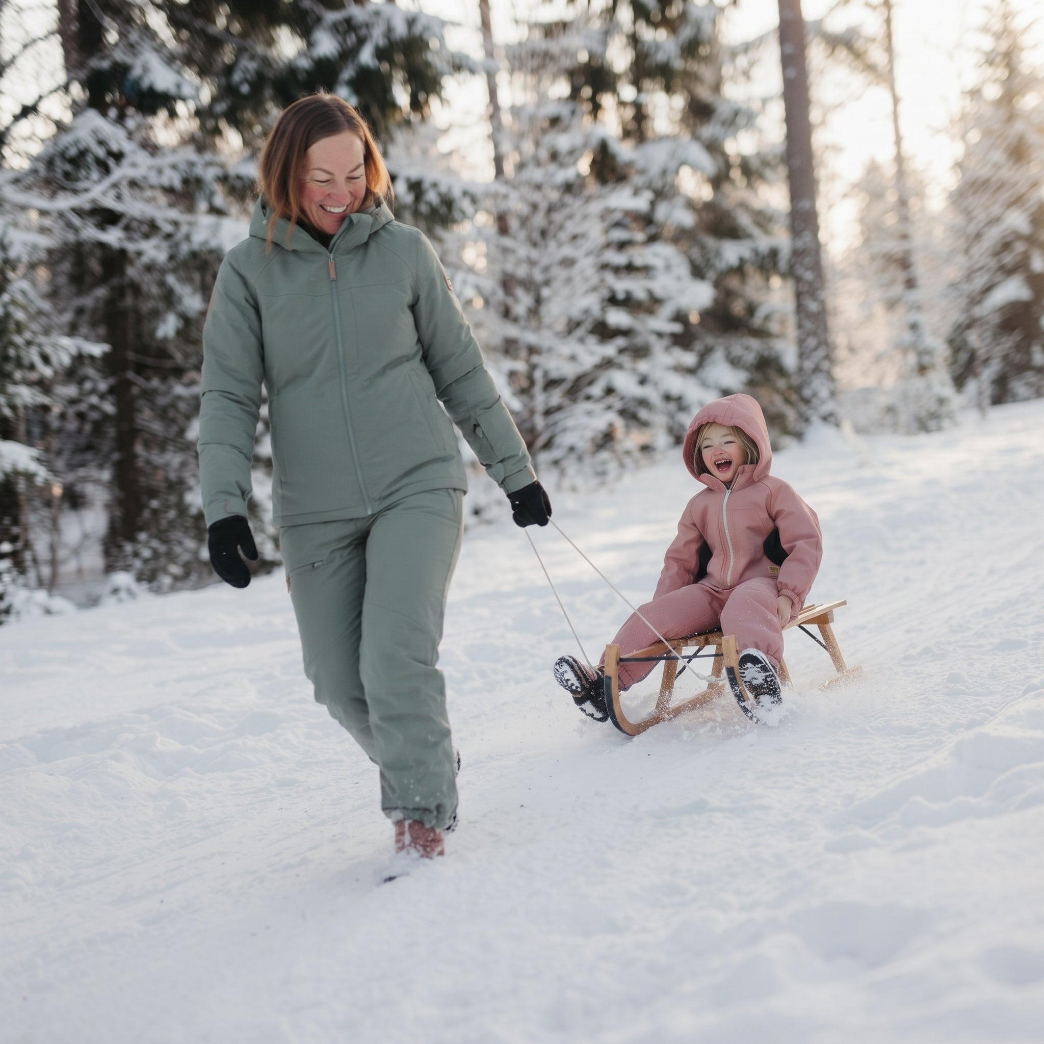 Monkey Mum® Barns vinter-softshelloverall med teddyfoder - Rosa får - stl. 98/104, 110/116