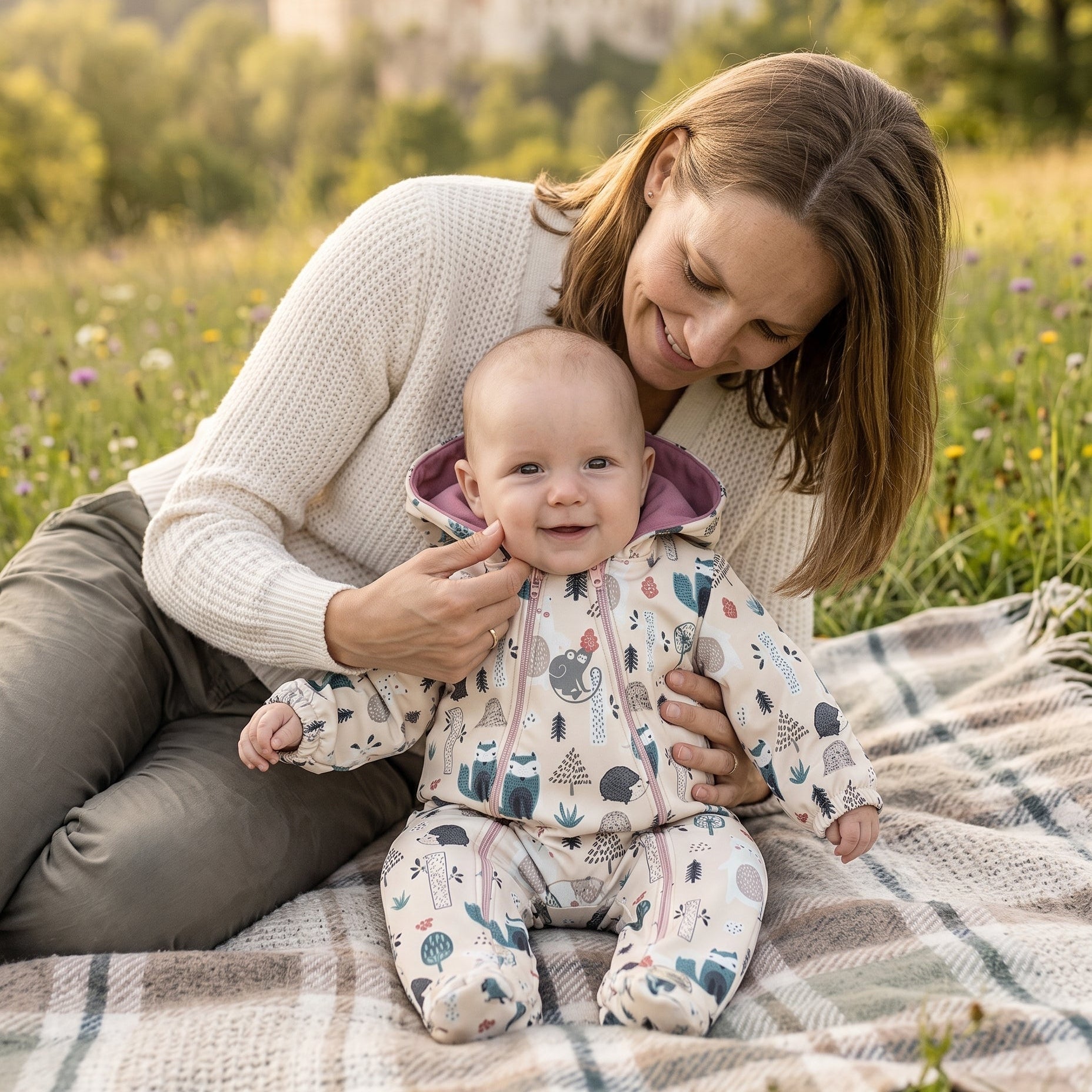 Monkey Mum® Softshell kombinezon s membranom – Dnevne životinjice - vel. 62/68, 74/80