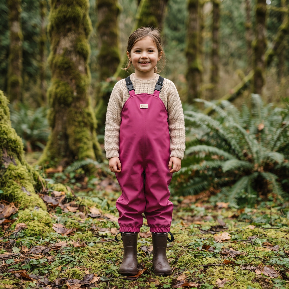 Monkey Mum® Softshell hlače na tregere s membranom - Sočna malina