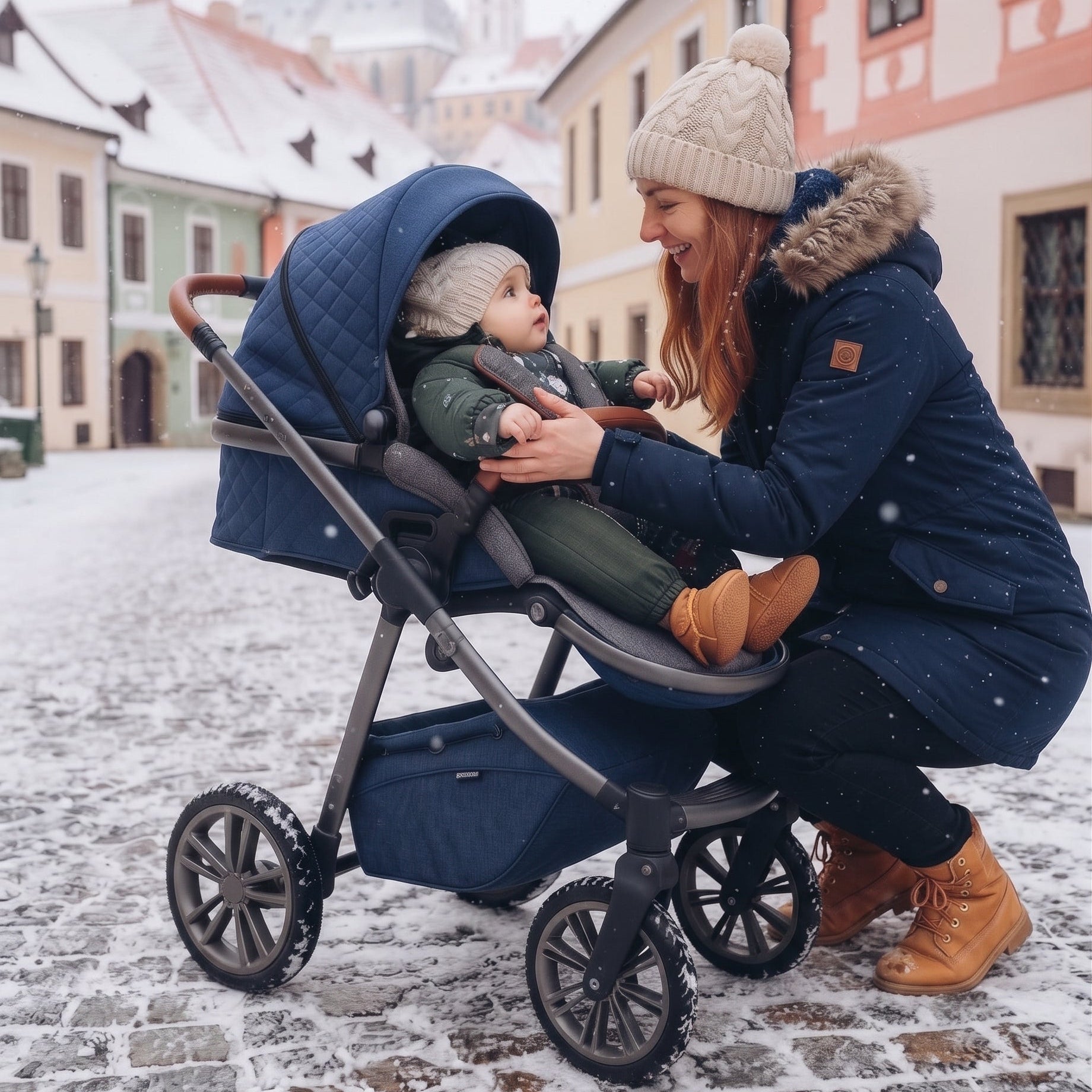 Monkey Mum® Barns vinter-softshelloverall med teddyfoder - Khakifärgad lilla jägaren med björn - stl.62/68, 74/80