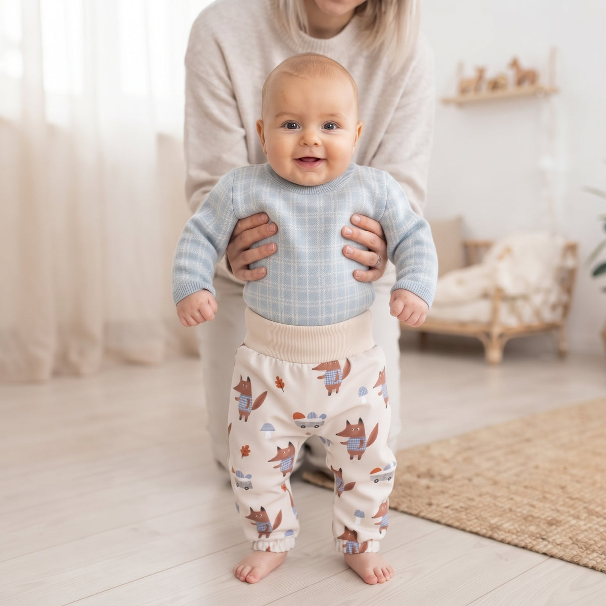 Dječje softshell hlače s membranom Monkey Mum® - Lisice na gljivama