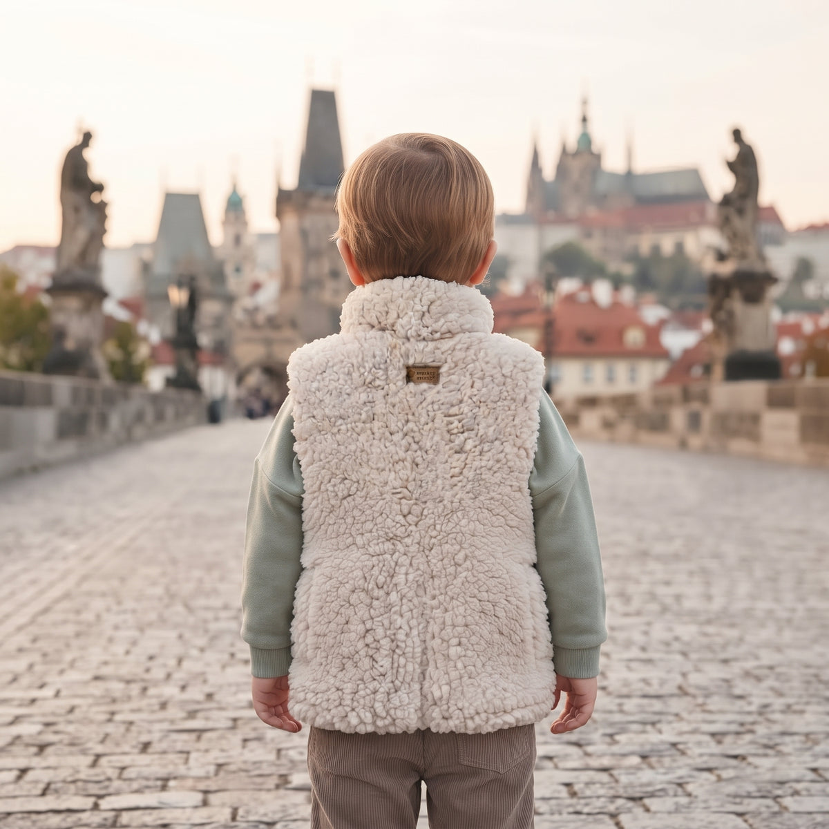 Prsluk od teddy flisa Monkey Mum® - Bež