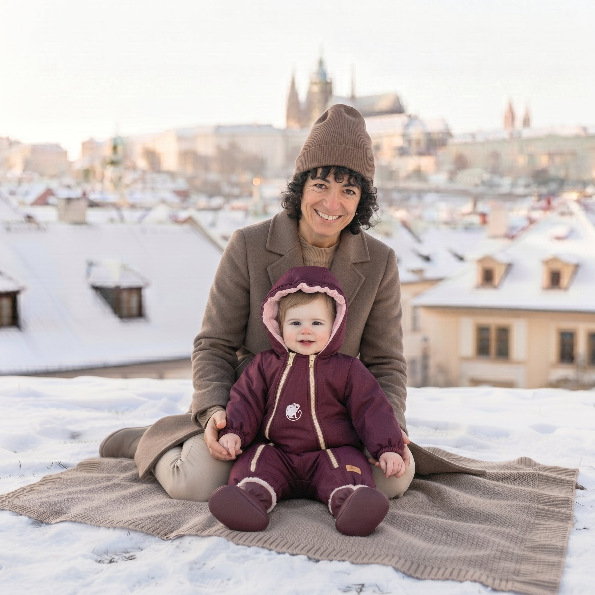 Monkey Mum® Dječji zimski softshell kombinezon s teddy podstavom - Bordo Crvenkapica - vel. 62/68, 74/80