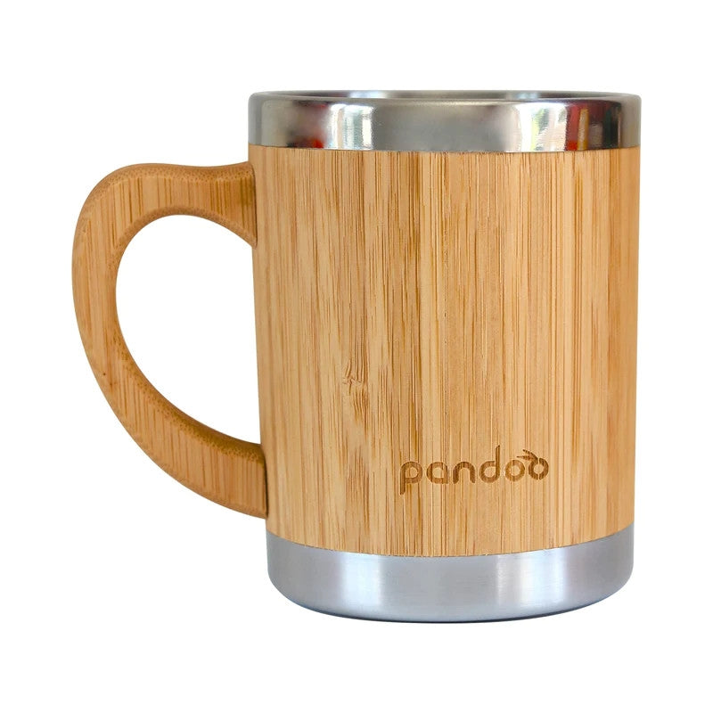 Double Wall Stainless Steel Tea and Coffee Mug with Bamboo Coating, 280 ml