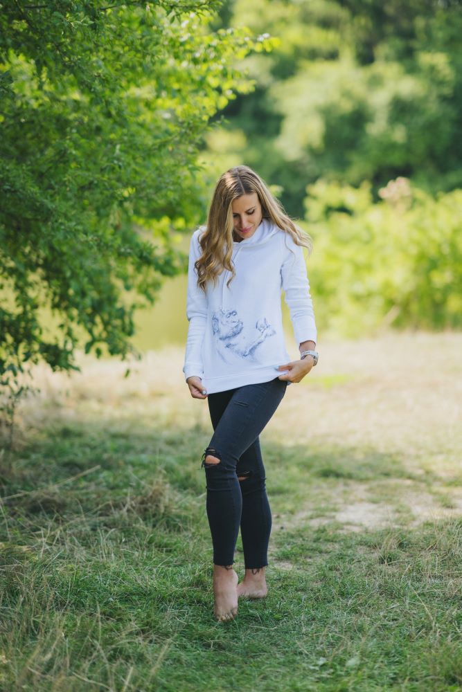 Monkey Mum® White Nursing Sweatshirt - Monkey, 2nd quality - size XL