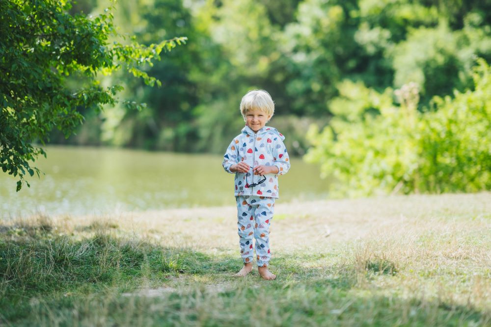 Dětská softshellová bunda s membránou Monkey Mum® - Pestrobarevné mochomůrky
