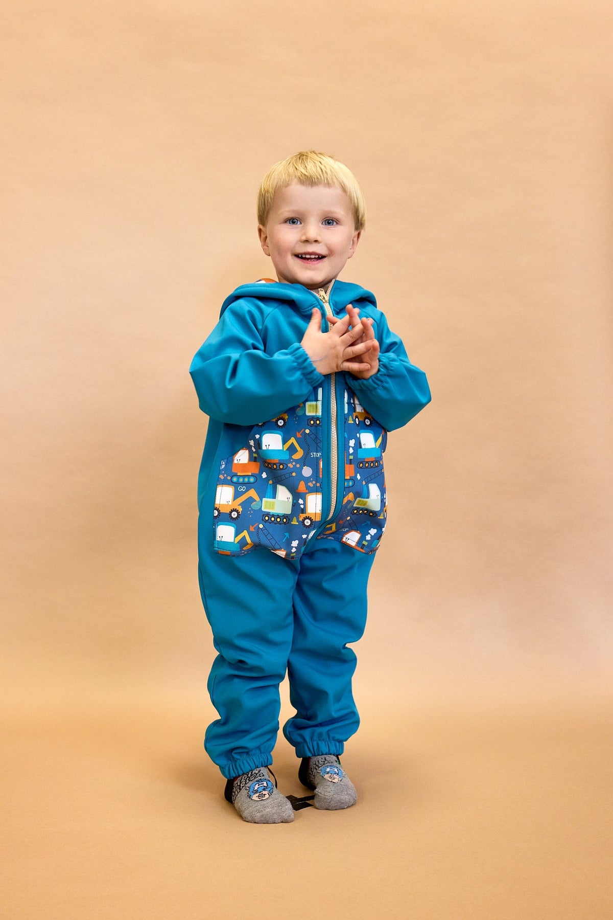 Monkey Mum® Softshellová kombinéza s membránou – Veselé staveniště - vel. 86/92