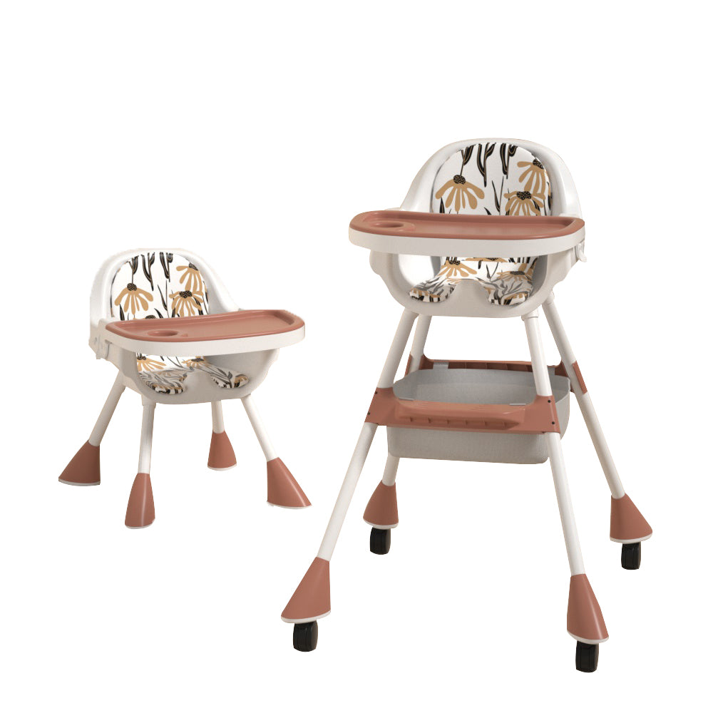 Simple 2-in-1 Children's High Chair - Coffee Red - Unboxed