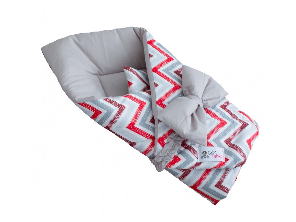 Swaddle Wrap - Zigzag Red Grey
