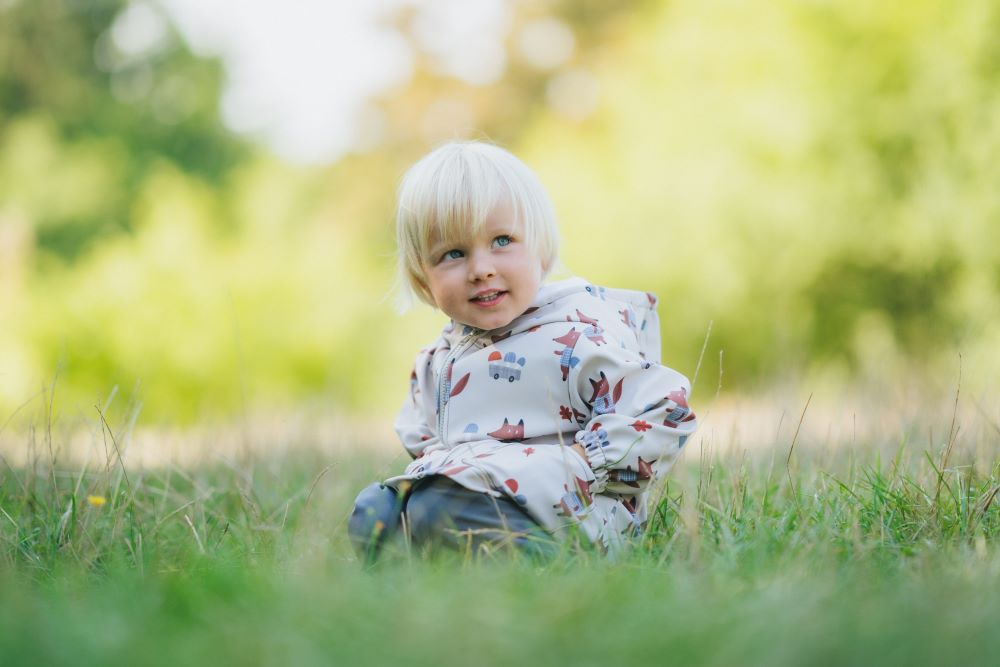 Dětská softshellová bunda s membránou Monkey Mum® - Lišky na houbách